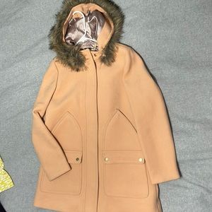 J Crew Peach Pink Winter Coat with gold details